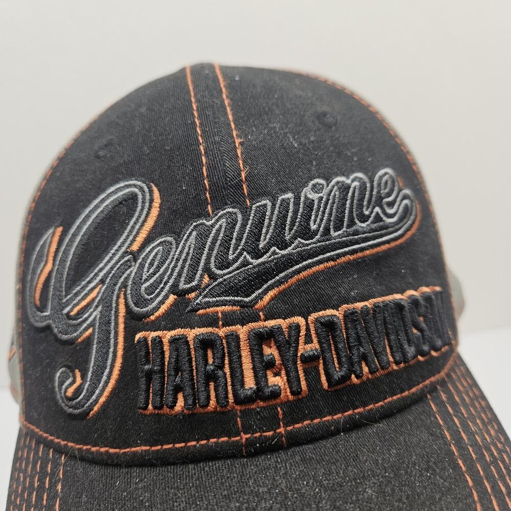 Harley-Davidson A-Flex One Size Fits Most Black/Grey/Orange Baseball Cap. - Picture 2 of 7